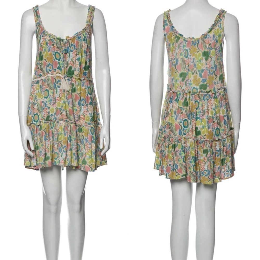 Rachel Zoe Floral Print Flounced Tie Mini Dress, Multi Floral, Size Small